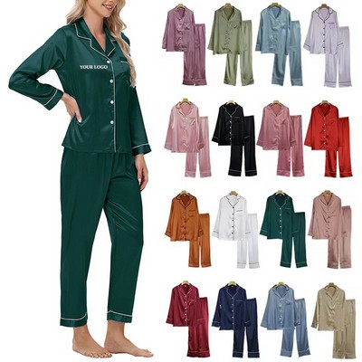 Women Silk Satin Pajamas Set