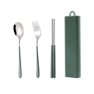 3 Pcs Stainless Steel Travel Utensils Set with Case