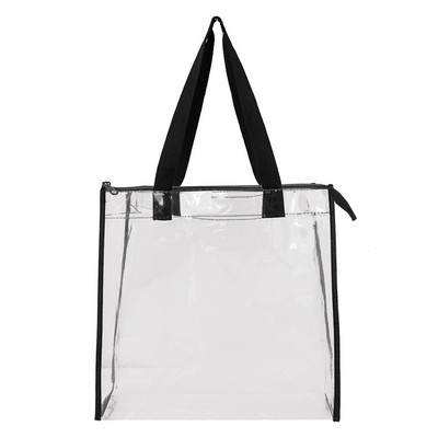 OAD Clear Tote with Gusseted And Zippered Top