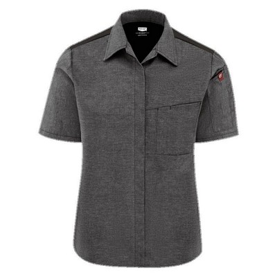 Red Kap™ Women's Short Sleeve Airflow Cook Shirt w/OilBlok - Charcoal Gray/Black