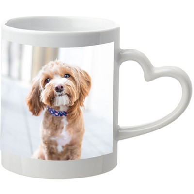 11 Oz. Full Color Sublimation Heart Handle Ceramic Mugs