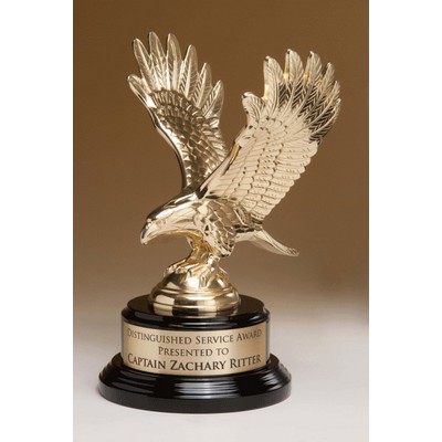 Cast Metal Eagle Figure w/ Gold Finish (9 ")