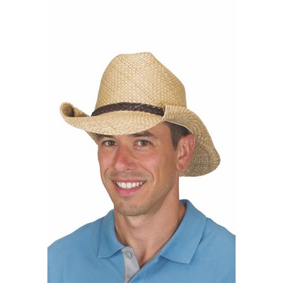 Rolled Brim Seagrass Straw Western W/Braided Band