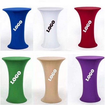 30 x 43 Inch Spandex Cocktail Table Cover, Custom Printed Table Cover With Round Plate