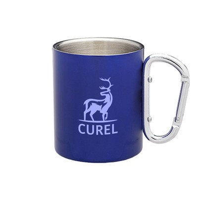 10 oz. Warden Carabiner Handle Stainless Steel Mug (2 Color Imprint)