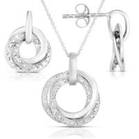 Jilco Inc. Tri Circle Earrings & Sterling Silver Necklace Set