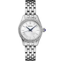 Seiko Crystals Sterling Silver Watch w/Quartz White Dial