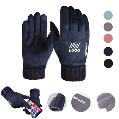 Winter Thermal Touchscreen Suede Fabric Gloves