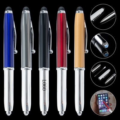 Stylus Ballpoint Pen With Led Light