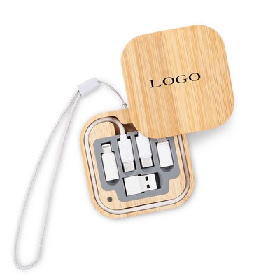 Charging Cable Set with Bamboo Case