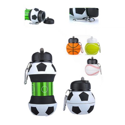 20 Oz Ball Shaped Sports Water Bottle Collapsible