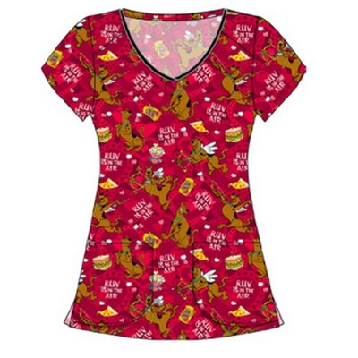 Cherokee® Women's Tooniforms Scrub Top (Ruv Is In The Air Design)