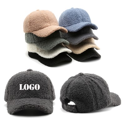 Winter Baseball Cap Lamb Wool Teddy Fleece Hat For Outdoor