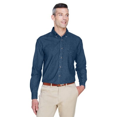 Harriton Men's Tall 6.5 Oz. Long-Sleeve Denim Shirt