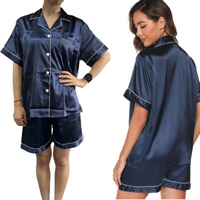 Women SILK PAJAMAS With Embroidery LOGO