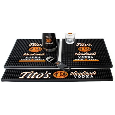 Custom Bar Mat - Heavy Duty Molded PVC/Vinyl Rail Matting - 14"x3.5".375" - Bulk