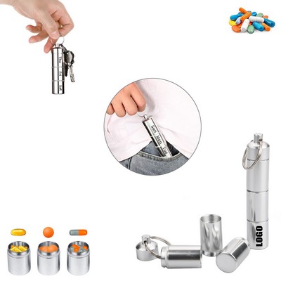 Detachable Aluminum Pill Box With Key Chain