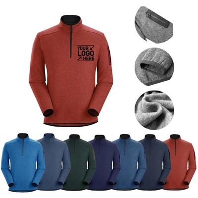 Outdoor Men's Long Sleeve Fleece Lined Running Workout Athletic Pullover Tops Sweatshirt