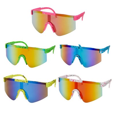 Kids Shield Mirror Color Frame Sunglasses