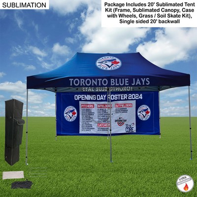 20' Tent Backwall Package, 20' Sublimated Tent kit and Full Single sided 20' backwall