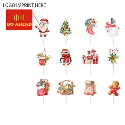 12 Pcs Christmas Paper Toothpick Flag