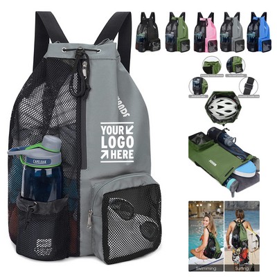 Swim Bag Mesh Drawstring Backpack