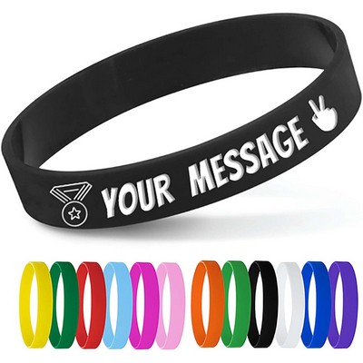 Debossed Ink Filled 1/2" Silicone Wristbands