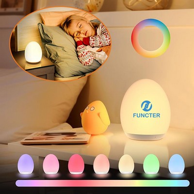 Multicolor LED Night Light for Kids, Egg Light for Nursery With Built-in Rechargeable Battery