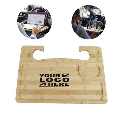 Portable Wooden Bamboo Steering Wheel Tray