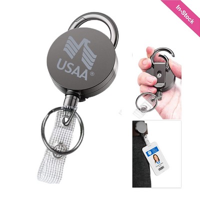 Premium Heavy duty Metal Badge Reel w/ Belt Clip (Stainless Steel Cord)