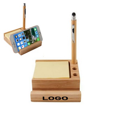 Bamboo Desk Organizer With Phone Holder