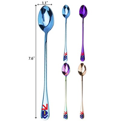 Long Handle Iced Tea Spoon Stainless Steel Coffee Mixing Spoons Long Cream Dessert Spoons