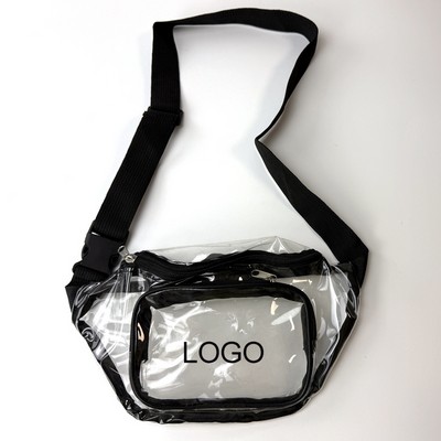 Clear Transparent PVC Fanny Pack w/ Two Zipper Pockets