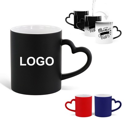 11oz Personalized Color-Changing Ceramic Coffee Mug w/Heart-Shaped Handle MOQ100PCS