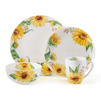 Mikasa Sunflower 16Pc Bone China Dinnerware Set