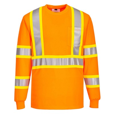 Hi-Vis X Back Contrast Tape T-Shirt L/S