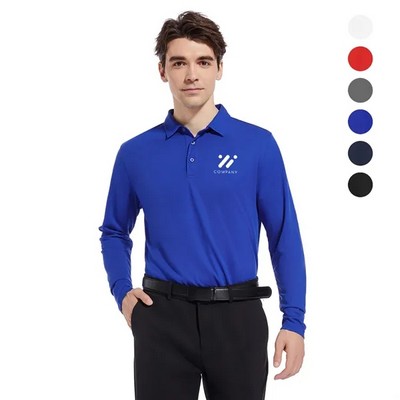 Men'S Sport Micro Pique Long Sleeve Polo Shirt