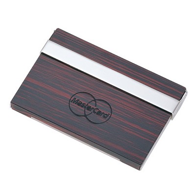 Metal Card Case with Acrylic Wooden Finish Accents