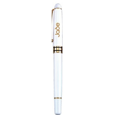 Black Brass Construction Roller Ball Pen w/Satin Gold Accent