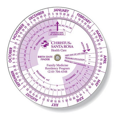 White Plastic Birth Date Finder Pregnancy Wheel Calculator (4.25" dia.)