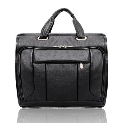 RIVER WEST | 15" Black Leather Fly-Through Laptop Case | McKleinUSA