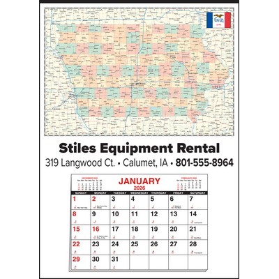 Small Iowa State Map Full Apron Calendar