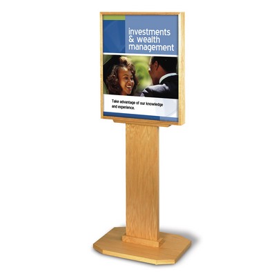 Oak Wood Floor Poster Stand w/Plank Base