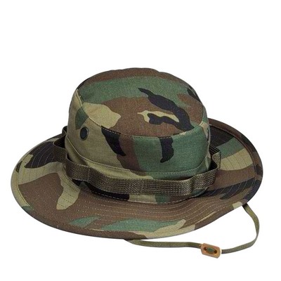 Poly/ Cotton Woodland Camouflage Boonie Hat - Poly/Cotton