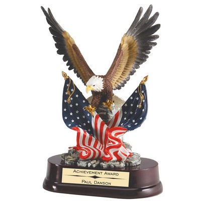 11" American Eagle Series Award (Eagle w/ 2 Flags/ Painted)