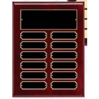 High Gloss Rosewood Perpetual Plaque w/ 12 Gold Plates (9"x12")