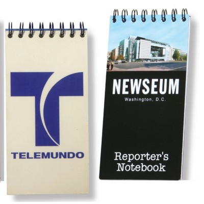 Memo/ Reporter Spiral Notebook - Full Color w/ Clear Overlay (4"x8")