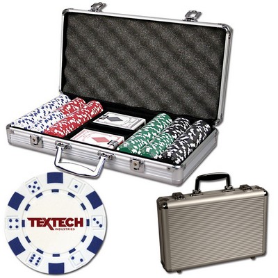 Poker chips set with aluminum chip case - 300 Dice chips