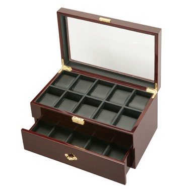 Ebony See Through 20 Watch Case w/Clear Acrylic Top