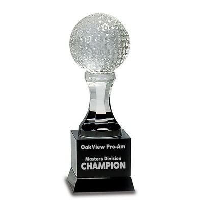 Crystal Golf Ball on Black Pedestal Base